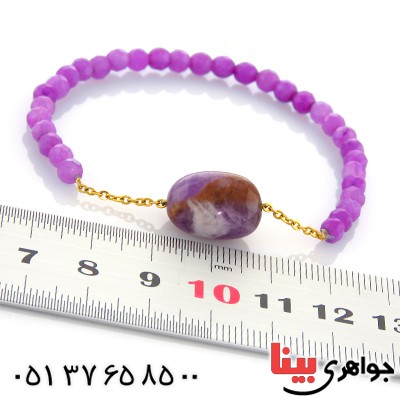 دستبند جید تراش دار و آمتیست _کد:12959