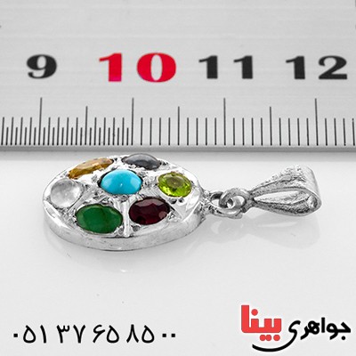 گردنبند چند جواهر هفت نگین بیضی _کد:12964