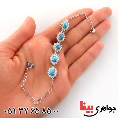 دستبند فیروزه نیشابوری دور جواهری زنانه _کد:12973