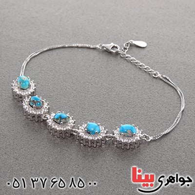 دستبند فیروزه نیشابوری دور جواهری زنانه _کد:12973