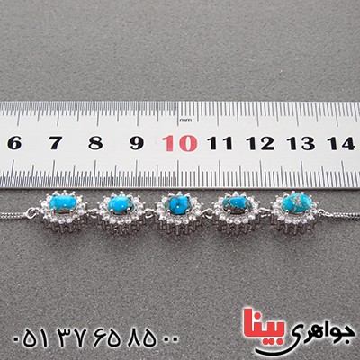 دستبند فیروزه نیشابوری دور جواهری زنانه _کد:12973