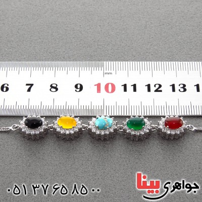 دستبند چند جواهر فیروزه نیشابوری و عقیق مدل ارغوان _کد:12984