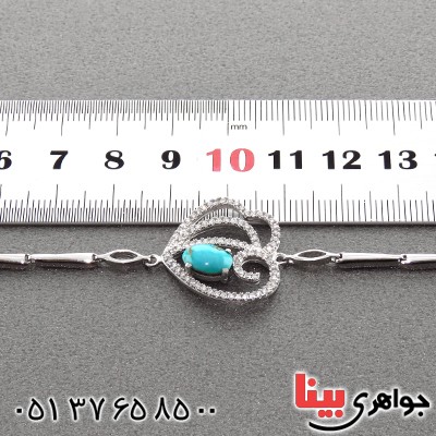 دستبند فیروزه نیشابوری میکروستینگ زنانه مدل قلب _کد:12992