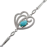 دستبند فیروزه نیشابوری میکروستینگ زنانه مدل قلب 