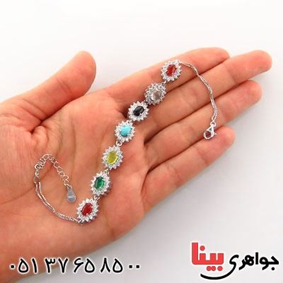 دستبند چند جواهر عقیق، فیروزه و درنجف دور جواهری سنگین _کد:13001