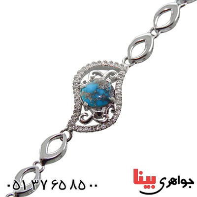 دستبند فیروزه نیشابوری میکروستینگ زنانه مدل آنیکا _کد:13005