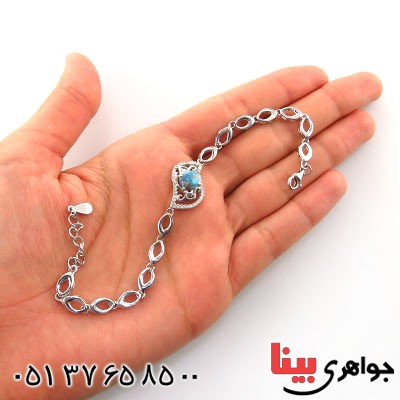 دستبند فیروزه نیشابوری میکروستینگ زنانه مدل آنیکا _کد:13005