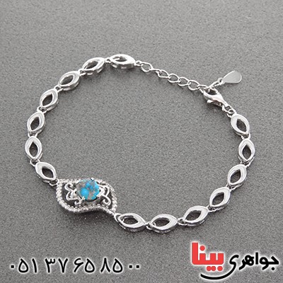 دستبند فیروزه نیشابوری میکروستینگ زنانه مدل آنیکا _کد:13005