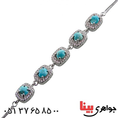 دستبند فیروزه نیشابوری شجری میکروستینگ زنانه مدل دیبا _کد:13010
