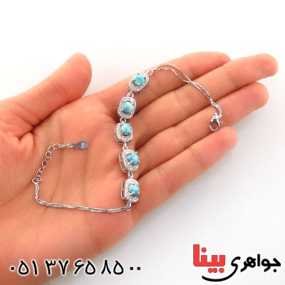 دستبند فیروزه نیشابوری شجری میکروستینگ زنانه مدل دیبا _کد:13010