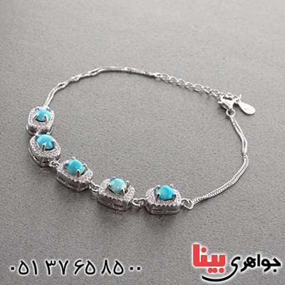 دستبند فیروزه نیشابوری شجری میکروستینگ زنانه مدل دیبا _کد:13010