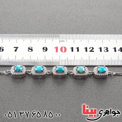 دستبند فیروزه نیشابوری شجری میکروستینگ زنانه مدل دیبا _کد:13010