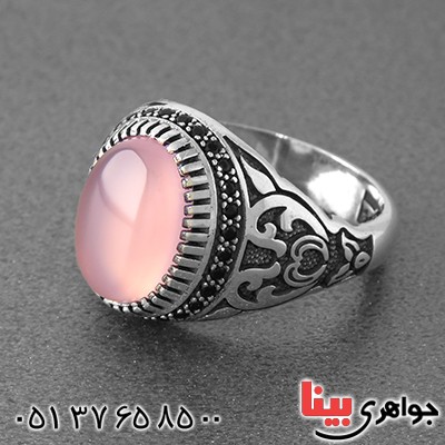 انگشتر عقیق یمنی کبود اسلیمی مردانه درشت میکروستینگ _کد:13015