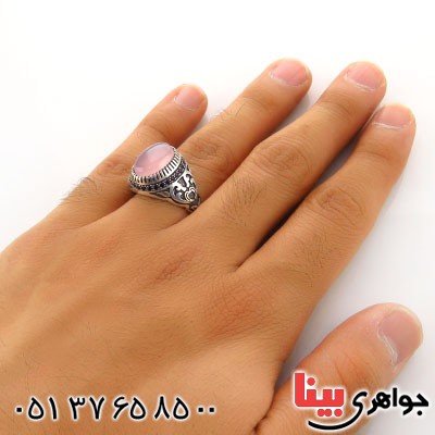 انگشتر عقیق یمنی کبود اسلیمی مردانه درشت میکروستینگ _کد:13015