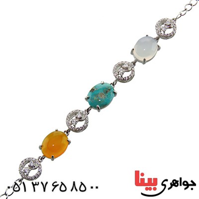دستبند چند جواهر و عقیق کبود زیبا مدل رویا _کد:13018