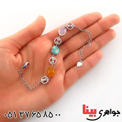 دستبند چند جواهر و عقیق کبود زیبا مدل رویا _کد:13018