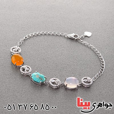 دستبند چند جواهر و عقیق کبود زیبا مدل رویا _کد:13018