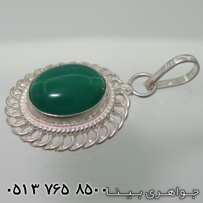 گردنبند عقیق سبز دور ملیله