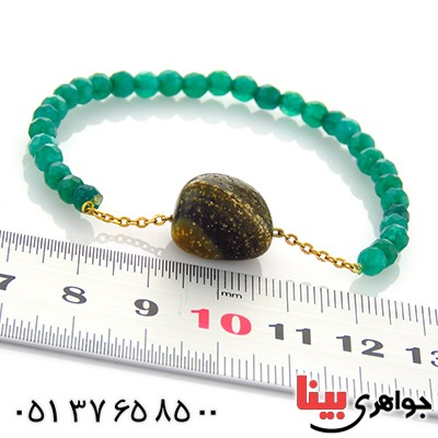 دستبند جید سبز تراشدار و جاسپر _کد:13029