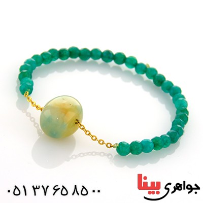 دستبند جید لیمویی و جید سبز تراش دار _کد:13030