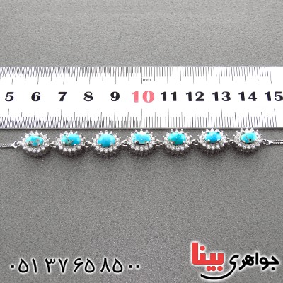 دستبند فیروزه نیشابوری عالی دور جواهری زنانه سنگین _کد:13033