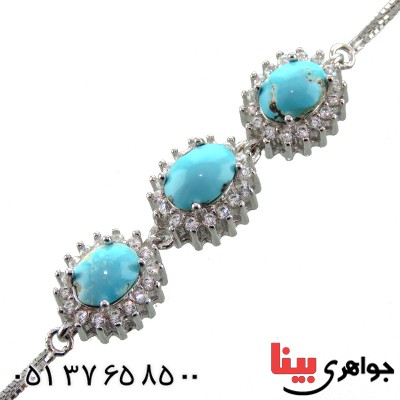 دستبند فیروزه نیشابوری عجمی دور جواهری زنانه _کد:13035