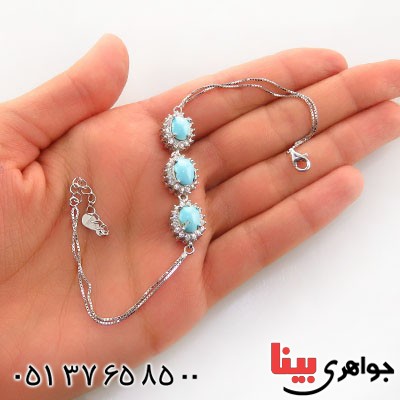 دستبند فیروزه نیشابوری عجمی دور جواهری زنانه _کد:13035