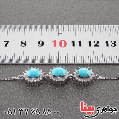 دستبند فیروزه نیشابوری عجمی دور جواهری زنانه _کد:13035