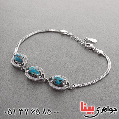 دستبند فیروزه نیشابوری شجری میکروستینگ زنانه _کد:13036