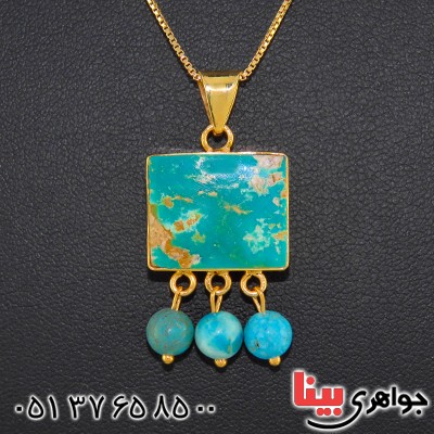 گردنبند فیروزه نیشابوری مربعی فاخر _کد:13037