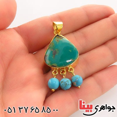 گردنبند فیروزه نیشابوری اشکی آویز فاخر _کد:13038