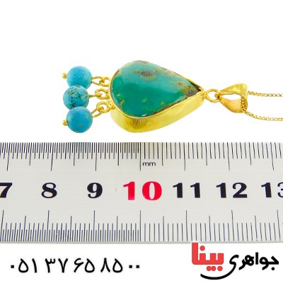 گردنبند فیروزه نیشابوری اشکی آویز فاخر _کد:13038