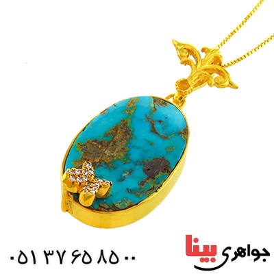 گردنبند فیروزه نیشابوری تخت فاخر _کد:1773