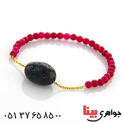 دستبند جید قرمز تراشدار و جاسپر _کد:13041