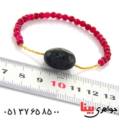 دستبند جید قرمز تراشدار و جاسپر _کد:13041