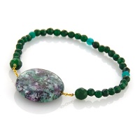 دستبند جاسپر و عقیق سبز تراش دار 