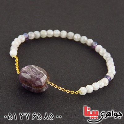 دستبند جید تراشدار و آمتیست _کد:13043