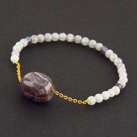 دستبند جید تراشدار و آمتیست 