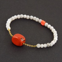 دستبند جید تراشدار و جاسپر قرمز 