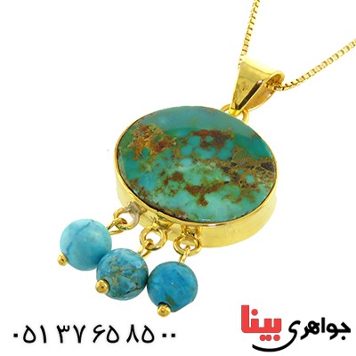 گردنبند فیروزه نیشابوری گرد فاخر _کد:13047