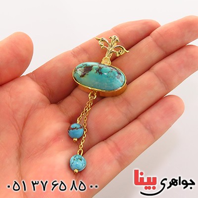 گردنبند فیروزه نیشابوری صفوی فاخر آویز _کد:13050