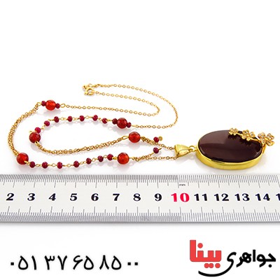 سینه ریز عقیق قرمز زنانه درشت خوشرنگ طرح گلگون _کد:1822