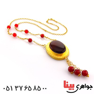 سینه ریز عقیق قرمز زنانه درشت طرح زیر خاکی _کد:1777