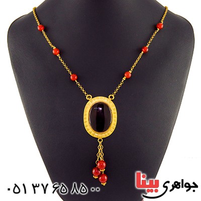 سینه ریز عقیق قرمز زنانه درشت طرح زیر خاکی _کد:1777