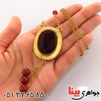 سینه ریز عقیق قرمز زنانه درشت طرح زیر خاکی _کد:1777