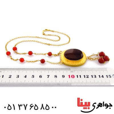 سینه ریز عقیق قرمز زنانه درشت طرح زیر خاکی _کد:1777