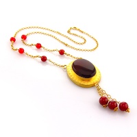 سینه ریز عقیق قرمز زنانه درشت طرح زیر خاکی 