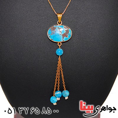 گردنبند فیروزه نیشابوری صفوی فاخر آویز _کد:13059