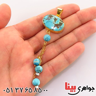 گردنبند فیروزه نیشابوری صفوی فاخر آویز _کد:13059
