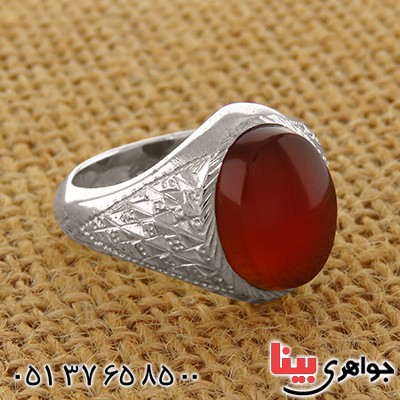انگشتر عقیق یمنی کلاسیک آینه کاری _کد:1785